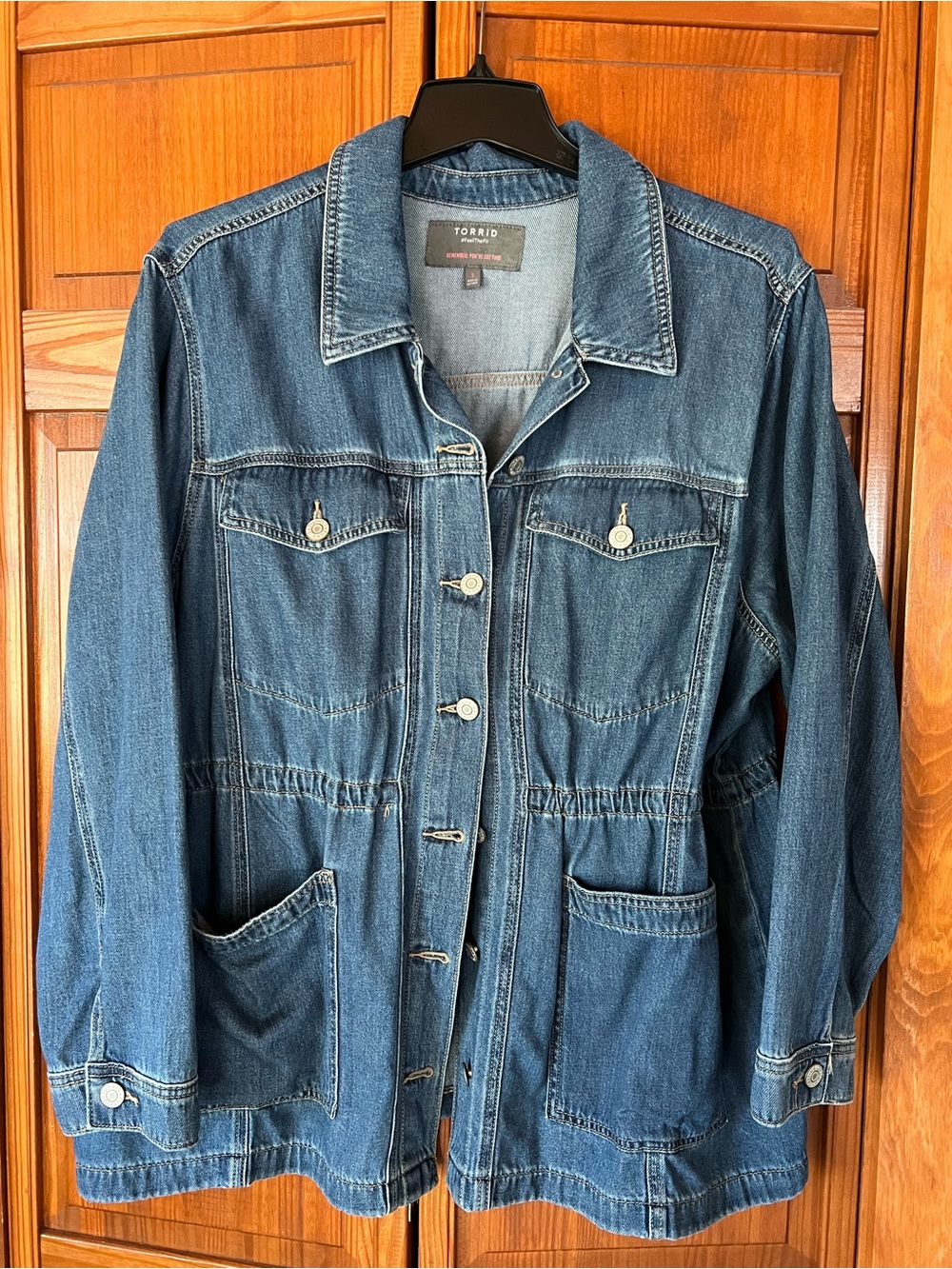 Torrid Dark Blue Denim Barn Jacket with Front Pockets